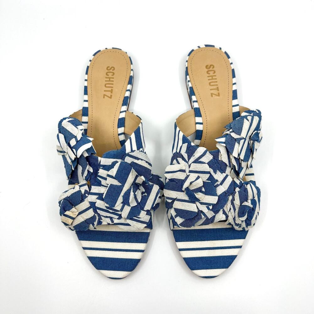 NWT Schutz Women's Blue Ilaria Denim Patch Slide Sandal Women's 7.5 US - Picture 5 of 10